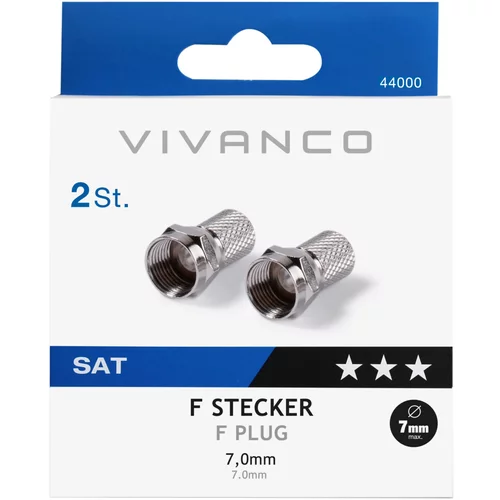 Vivanco F-Stecker, 7,0 mm, 2 Stück