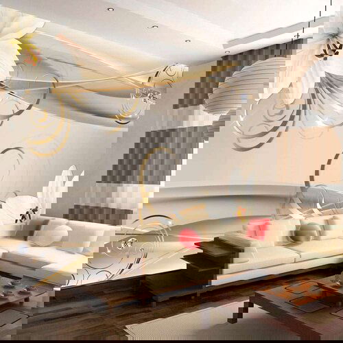  Samoljepljiva foto tapeta - Lilies and The Gold Spirals 343x245 Slike