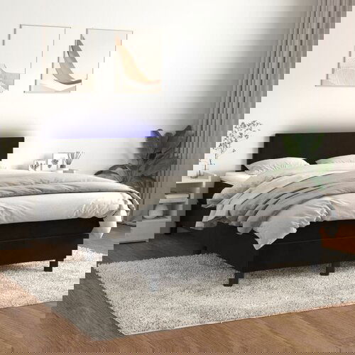 VidaXL Krevet box spring s madracem LED crni 120 x 200 cm bar&amp;scaron;un Slike