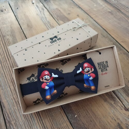 TIED UP Leptir ma&scaron;na Super Mario crna Cene