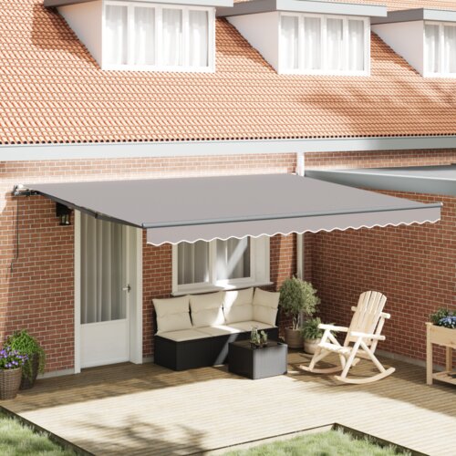 vidaXL Ručno upravljana retractilna tenda Svjetlosiva 450x300 cm, Materijal za zamjenu tende za okvir 4.5x3 m Svjetlosiva Cijene