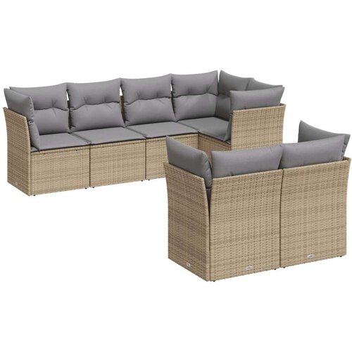 vidaXL 7-dijelni set vrtnih sofa od poliratana s jastucima bež Cijene