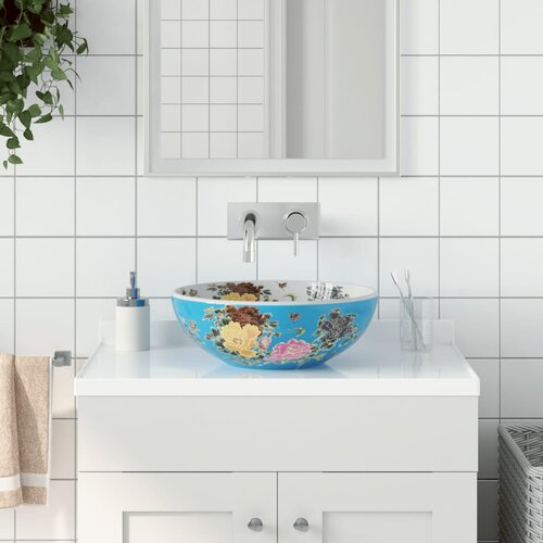 vidaXL Nadgradni umivaonik raznobojni okrugli Φ 41 x 14 cm keramički Cijene