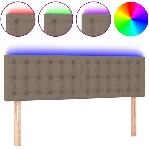  LED uzglavlje smeđesivo 144x5x78/88 cm od tkanine Slike