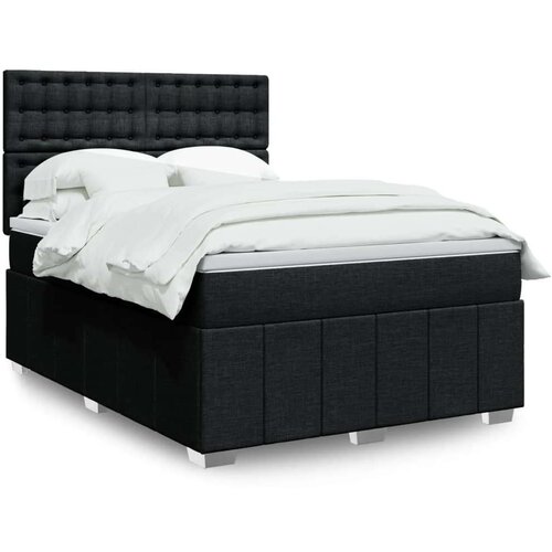 vidaXL Box spring postelja z vzmetnico črna 160x200 cm blago Cene