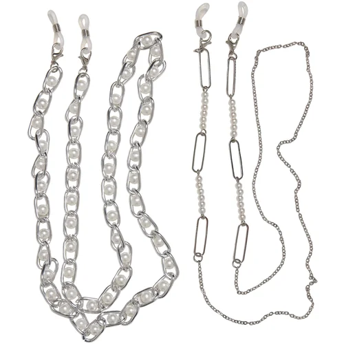 Urban Classics Multifunctional Chain with Pearls 2-Pack - Silver Colors