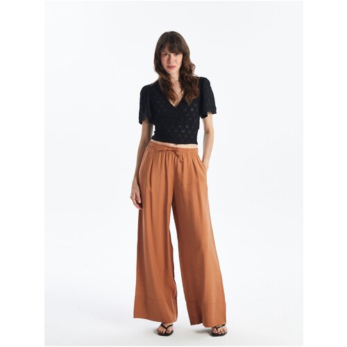 LC Waikiki Straight Wide Leg Women's Trousers with Elastic Waist Cene