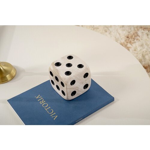 Aberto Design dekorativna figura marble dice, 9,5x9,5x9,5 cm, bež-crna Cene