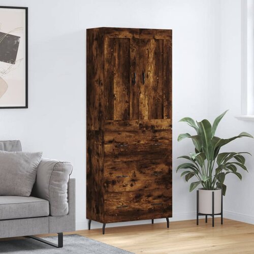 vidaXL Visoka komoda dimljen hrast 69,5x34x180 cm inženirski les Cene