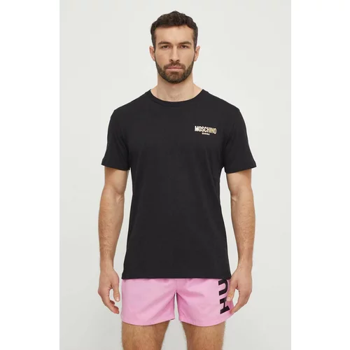 Moschino Underwear Pamučna majica kratkih rukava za plažu boja: crna, s tiskom
