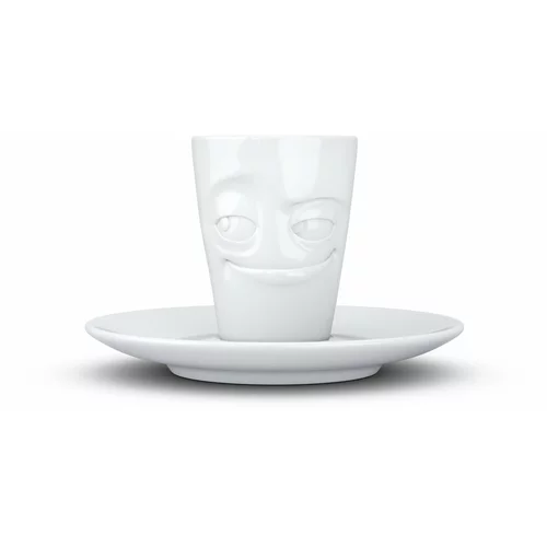 58products bijela "nasmijana" porculanska šalica za espresso s tanjurićem, 80 ml