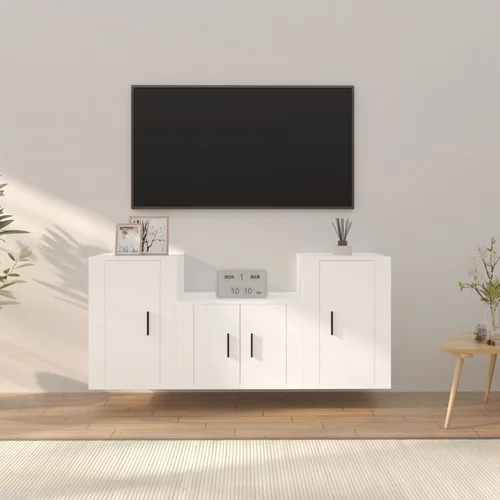 vidaXL Komplet TV omaric 3-delni bel inženirski les