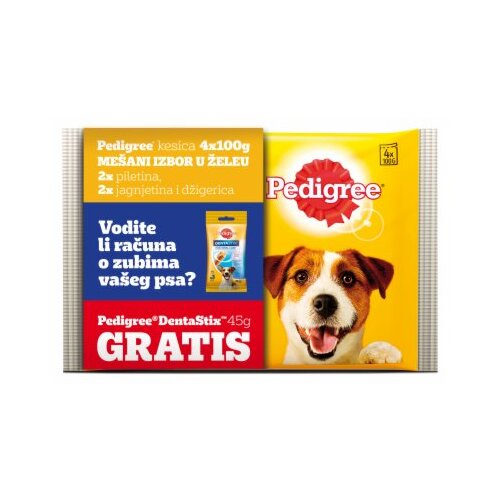 Pedigree hrana za pse pedigre 4-PACK + denta 45G Slike
