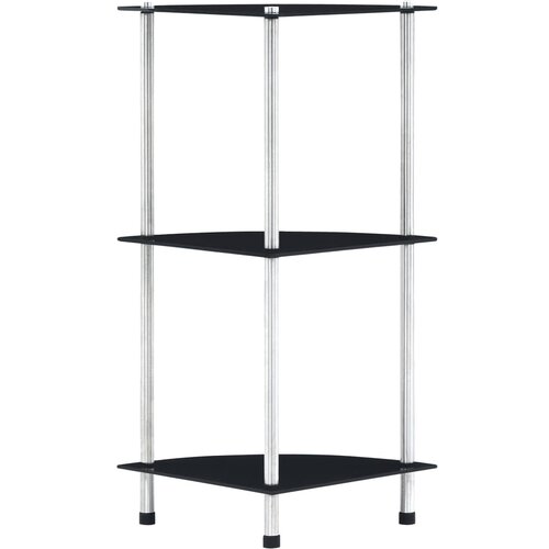 vidaXL Police s 3 razine crne 30 x 30 x 67 cm od kaljenog stakla Cene