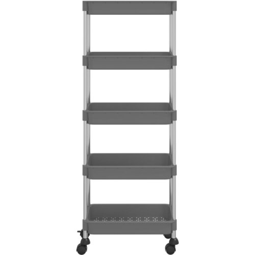  Kuhinjska kolica s 5 razine crna 42x29x128 cm željezo i ABS Slike