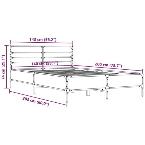 VidaXL okvir kreveta boja hrasta 140x200 cm konstruirano drvo i metal Slike