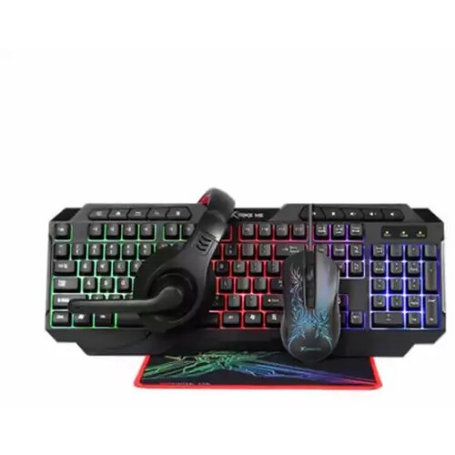 Xtrike set tastatura+mi&amp;scaron;+podloga+slu&amp;scaron;alice CMX411 4in1 gejmerski set za sa povr&amp;scaron;inskim osvetljenjem crno/crveni Slike