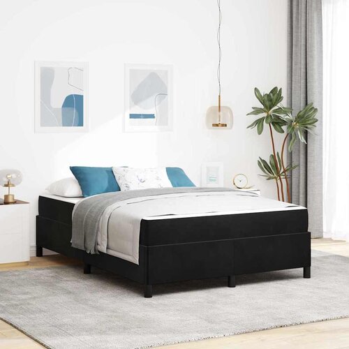 vidaXL Krevetna konstrukcija Ostalo Crna i bijela 140 x 200 cm Baršun Cene