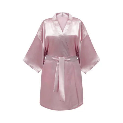 Kimono Style Satin Bathrobe - roza