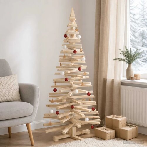  Drveno božićno drvce KOTKA 150 cm Masivna borovina Prirodno - 150 cm Prirodna (neobrađena) Slike