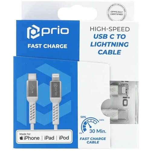 Prio Charge & Sync USB C v Lightning kabel MFi certificiran 2 m bele barve Cene