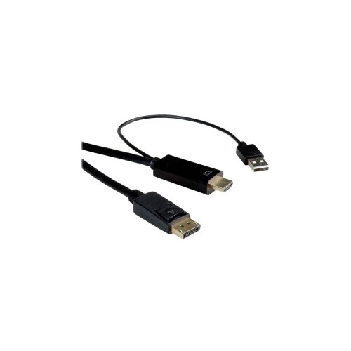 Roline HDMI / DisplayPort / USB priključni kabel DisplayPort vtič\, HDMI-A vtič\, USB-A vtič 2.00 m črna 11.04.5992 za&scaron;čiten HDMI kabel, (20418487) Cene