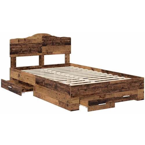  Krevetna konstrukcija Staro drvo 120 x 190 cm Konstruirano drvo Smeđa 196 x 123 x 90 cm Slike