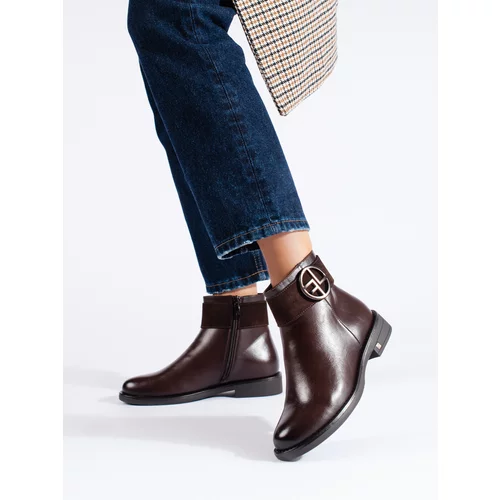 W. POTOCKI Brown low boots with flat heels Potocki