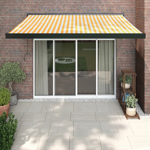 vidaXL Zložljiva tenda rumena in bela 3x2,5 m blago in aluminij Cene