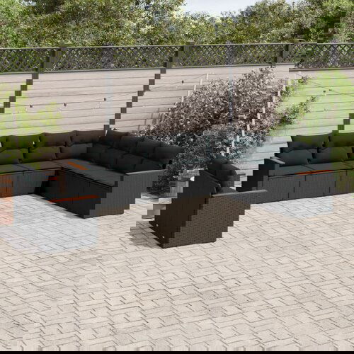 vidaXL 10-dijelni set vrtnih sofa s jastucima crni od poliratana Cijene