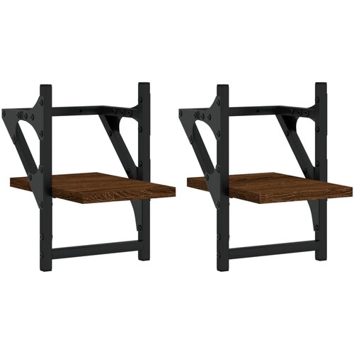 Maison Chic 2 kosi Stenske Police - Viseče police s prečkami rjavi hrast 20x25x30 cm, (21793681) Slike