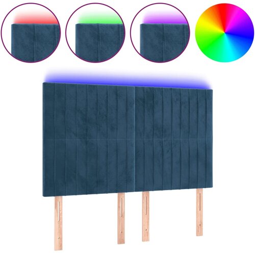 Maison Chic LED Posteljno vzglavje - Vzglavna omarica - Nočna omarica temno modro 144x5x118/128 cm žamet, (21711801) Cene