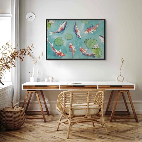  Slika - Pond in Japan 120x80 U crnom drvenom okviru Slike
