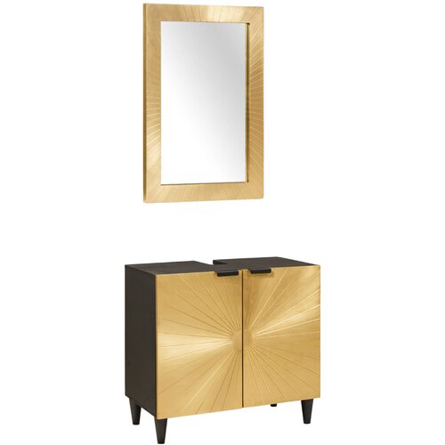  Set ormarića za kupaonicu 2 kom. Crna i Mjed 62 x 33 x 58 cm Slike