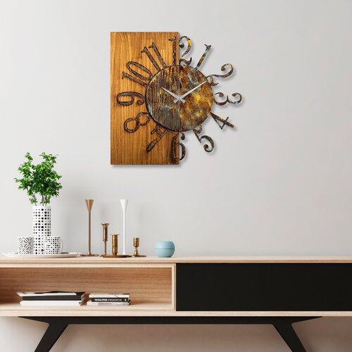 WALLXPERT Zidni sat 7 A, 58x58x3 cm, Smeđa Cene