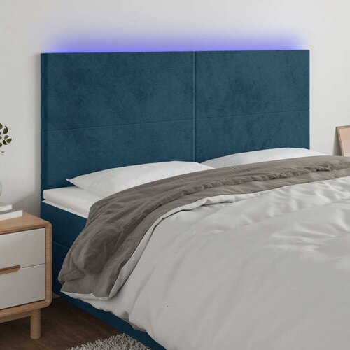  LED uzglavlje tamnoplavo 160x5x118/128 cm baršunasto Cene