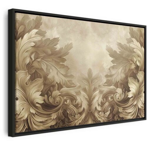  Slika - Carved Baroque Ornaments Rich Composition in Sepia Colors 60x40 U crnom drvenom okviru Cene