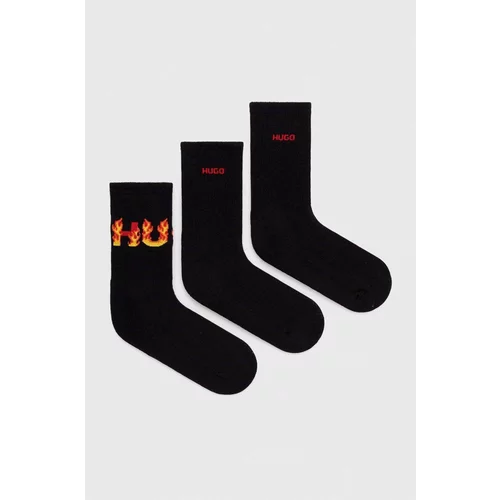 Hugo Čarape 3-pack za žene, boja: crna