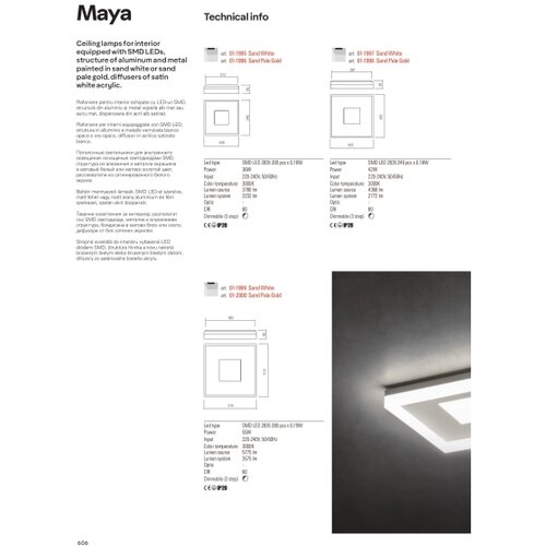  Redo 01-1998 - LED prigu&amp;scaron;iva stropna svetiljka MAYA LED/42W/230V 42,5x42,5 cm zlatna Slike