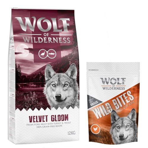 Wolf of Wilderness 12 kg suhe hrane + Snack gratis! - &amp;quot;Velvet Gloom&amp;quot; puran &amp;amp; postrv - brez žit + Wide Acres - pi&amp;scaron;čanec (monoprotein) Slike