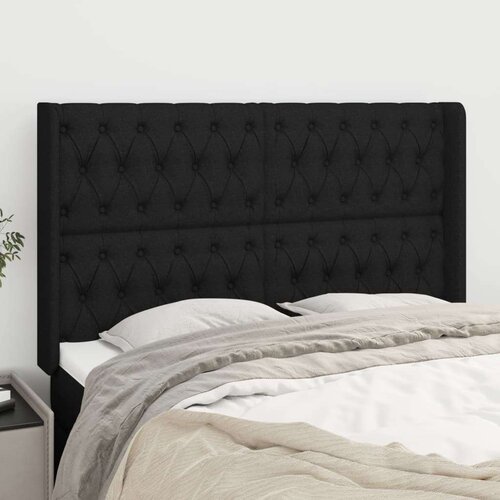  Uzglavlje s u&amp;scaron;ima crno 163x16x118/128 cm od tkanine Slike