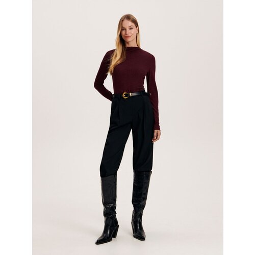 Reserved bluza iz mešanice lanu - burgundy Cene