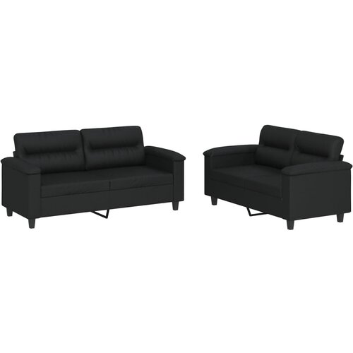 Maison Chic Sedežna garnitura - kavč 2-delna z blazinami črno umetno usnje, (21729228) Cene