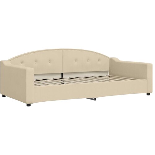  Dnevni krevet na razvlačenje s ladicama krem 100x200 cm tkanina Slike