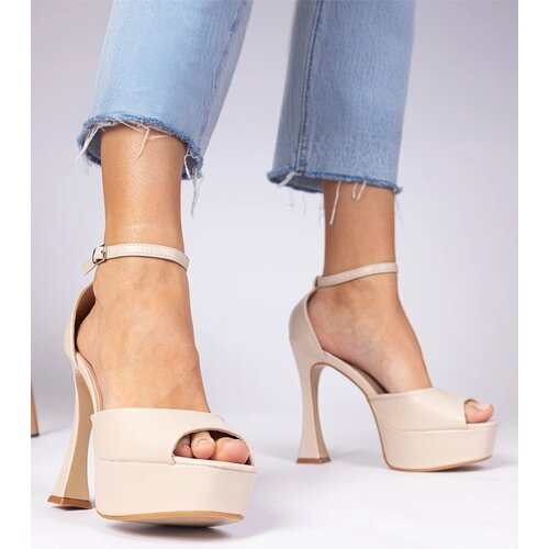 Gemre Beige high-heeled sandals by Tesla Cene