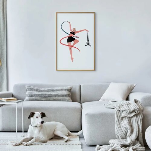  Plakat - Illustration of a Woman with a Ribbon - Artistic Gymnastics 29.7x42 Zlatni okvir Slike
