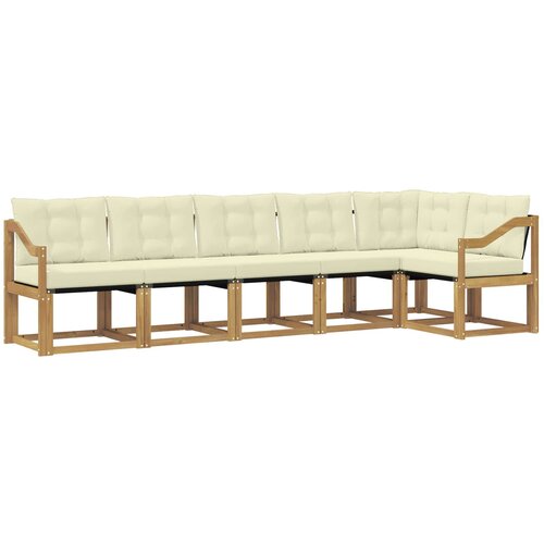 vidaXL Zunanja garnitura za sedenje z blazino 6 pcs Bela in krem, (5000279734) Cene