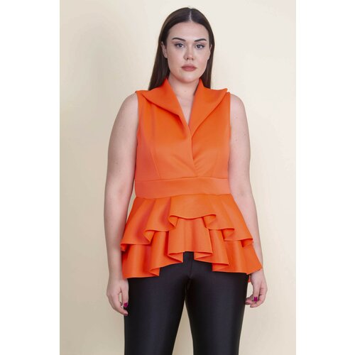 Şans Women's Plus Size Orange Flounce Detailed Tunic Slike