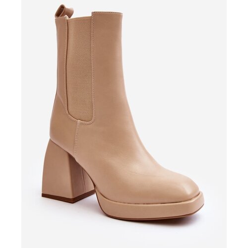 PH2 Women&amp;#039;s platform and heel ankle boots in beige Stelares Slike