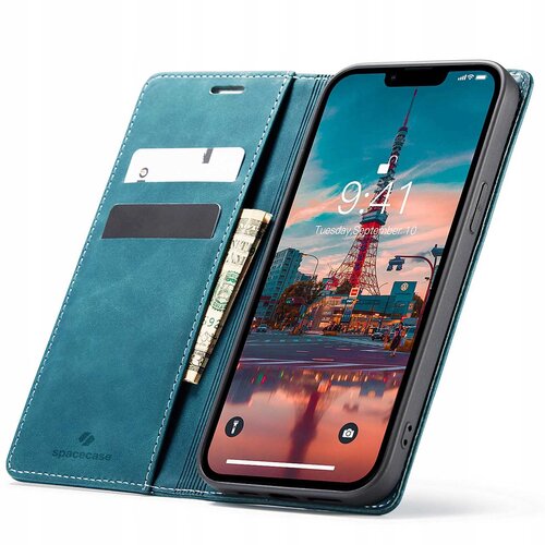 Spacecase OVITEK WALLET ZA IPHONE 14 USNJEN OVITEK MODER, (21964150) Cene
